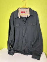 Wrangler Mens Button Up Shirt 100% Cotton Long Sleeves 2 Pockets Black Khaki 3XL - £42.38 GBP