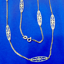 Vintage Estate Deco Necklace Elegant Nouveau Design 14k Gold Chain 23" inch long - $2,194.65 CAD