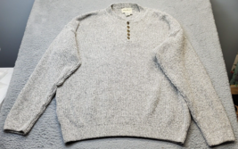 Eddie Bauer Sweater Mens 2XLT Gray Knit Cotton Long Sleeve Henley Neck P... - £24.37 GBP