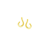 14K Solid Yellow Gold Wavy &quot;J&quot; Shaped Earrings - £281.07 GBP