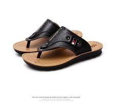  Men&#39;s Flip Flops Leather  Slippers Beach Casual Sandals Summer For Men Fashion  - £38.38 GBP