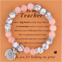 Teacher Appreciation Gifts,Natural Stone Teacher Bracelet Gifts for Women,Thank  - £16.83 GBP