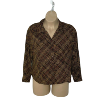 Preston &amp; York Button Up Collared Shirt ~ Sz 18W  ~ Brown &amp; Orange ~ Long Sleeve - £13.70 GBP