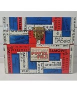 Vtg 60s Ballonoff Porta File Storage Box Tin Litho Monthly Bills Patriot... - $19.75