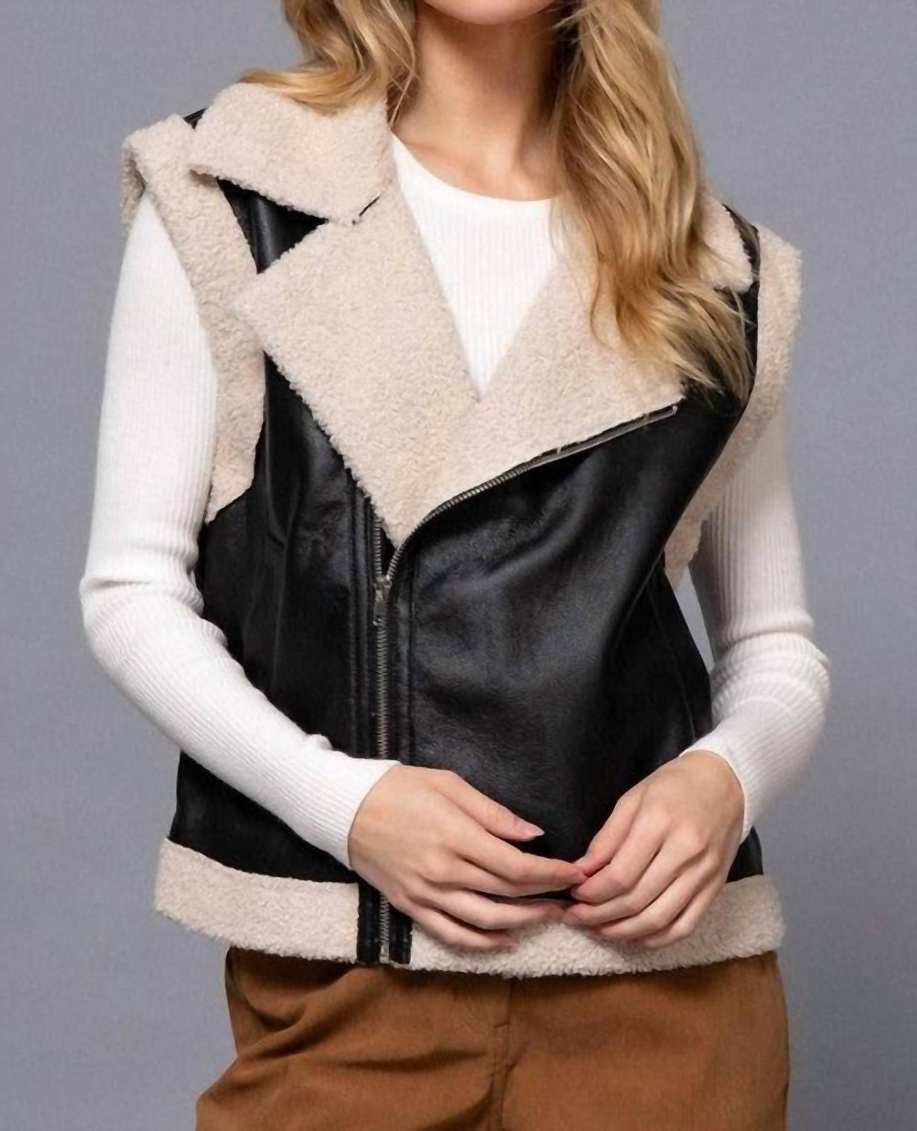 Active Usa Faux Leather Inner Fur Vest Black - $38.00