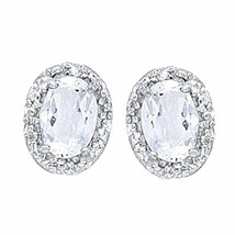 0.20 Ct Oval Cut Diamond Women&#39;s Stud Earrings 14k White Gold Finish 925 - £65.34 GBP