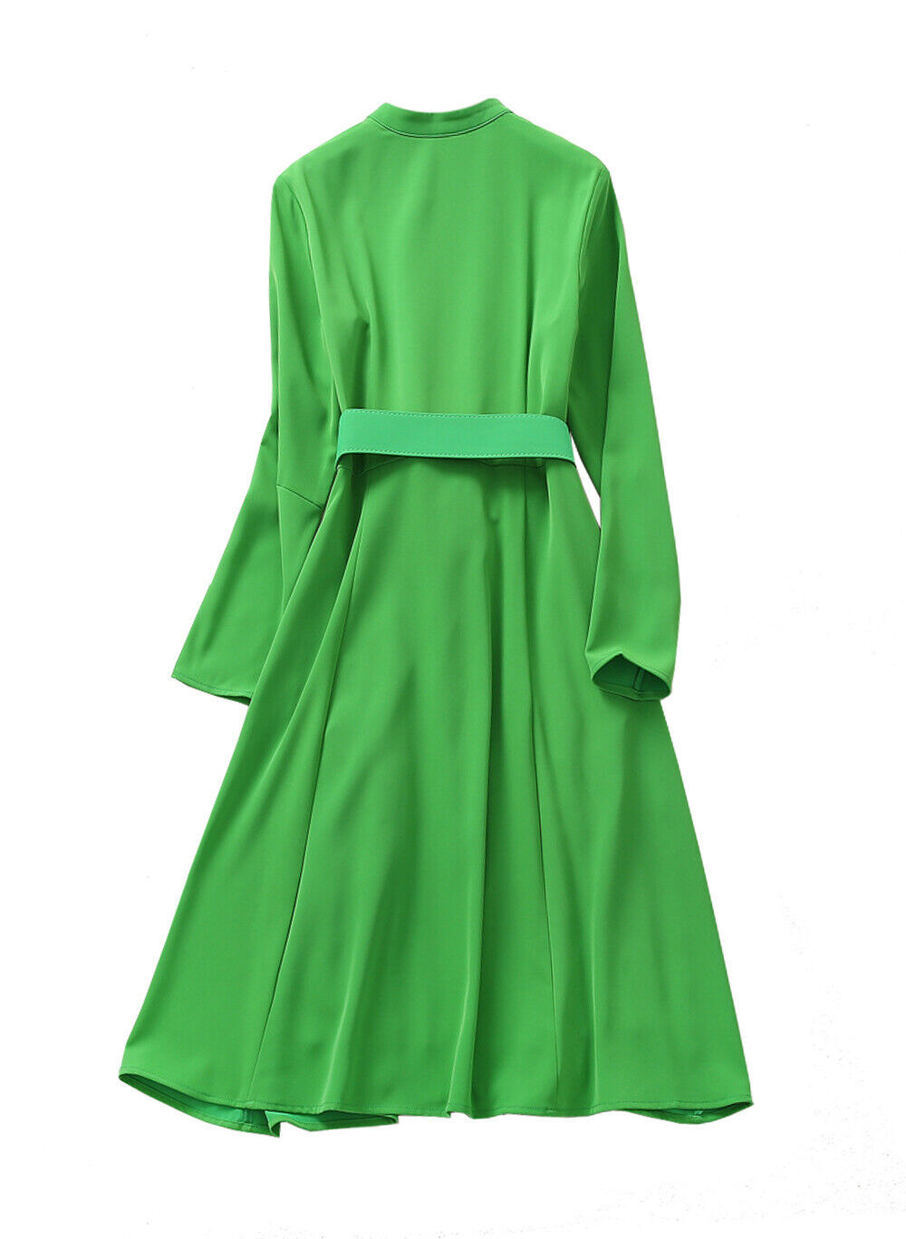 Kate Middleton Inspired Green Belted High Neck Zip Front Fit-&-Flare Coat Dress Item image 7