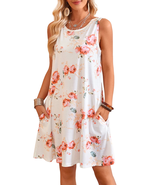 Women Tank Dress Causal Swing Beach Dresses with Pockets White 2XL - €32,69 EUR