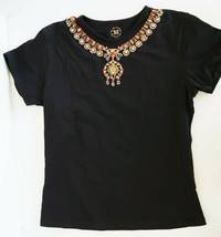 Metropolitan Museum Of Art shirt metallic jeweled collar design size small - $19.99
