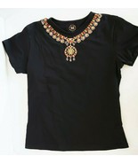 Metropolitan Museum Of Art shirt metallic jeweled collar design size small - $19.99