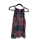 ANN TAYLOR FACTORY Size 10 Purple Teal Sleeveless Lined Blouse Keyhole R... - $368.02 MXN