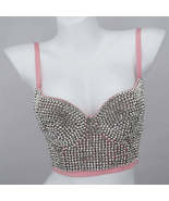 Burning Man Rave Festival Rhinestones Embellished Pink Bustier Corset To... - $48.00