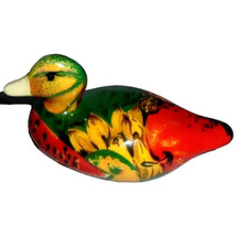 Vintage Enesco Ceramic Duck Mallard Fruit Glazed Figurine 7&quot; Long - $7.87