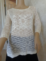 Maurices Knitted Ivory Top ¾ Sleeve Size M (#2941) - £15.97 GBP