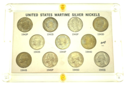 United States Wartime Silver Nickels 11 Coin Set Capital Holder C-1 Unci... - $222.74