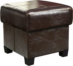GLAXYFUR Squere PU Leather Storage Ottoman Cube Foot Rest | Brown - £41.46 GBP