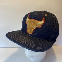 Chicago Bulls Mitchell and Ness NBA Dark Blue Denim Snapback Cap Hat - £29.58 GBP