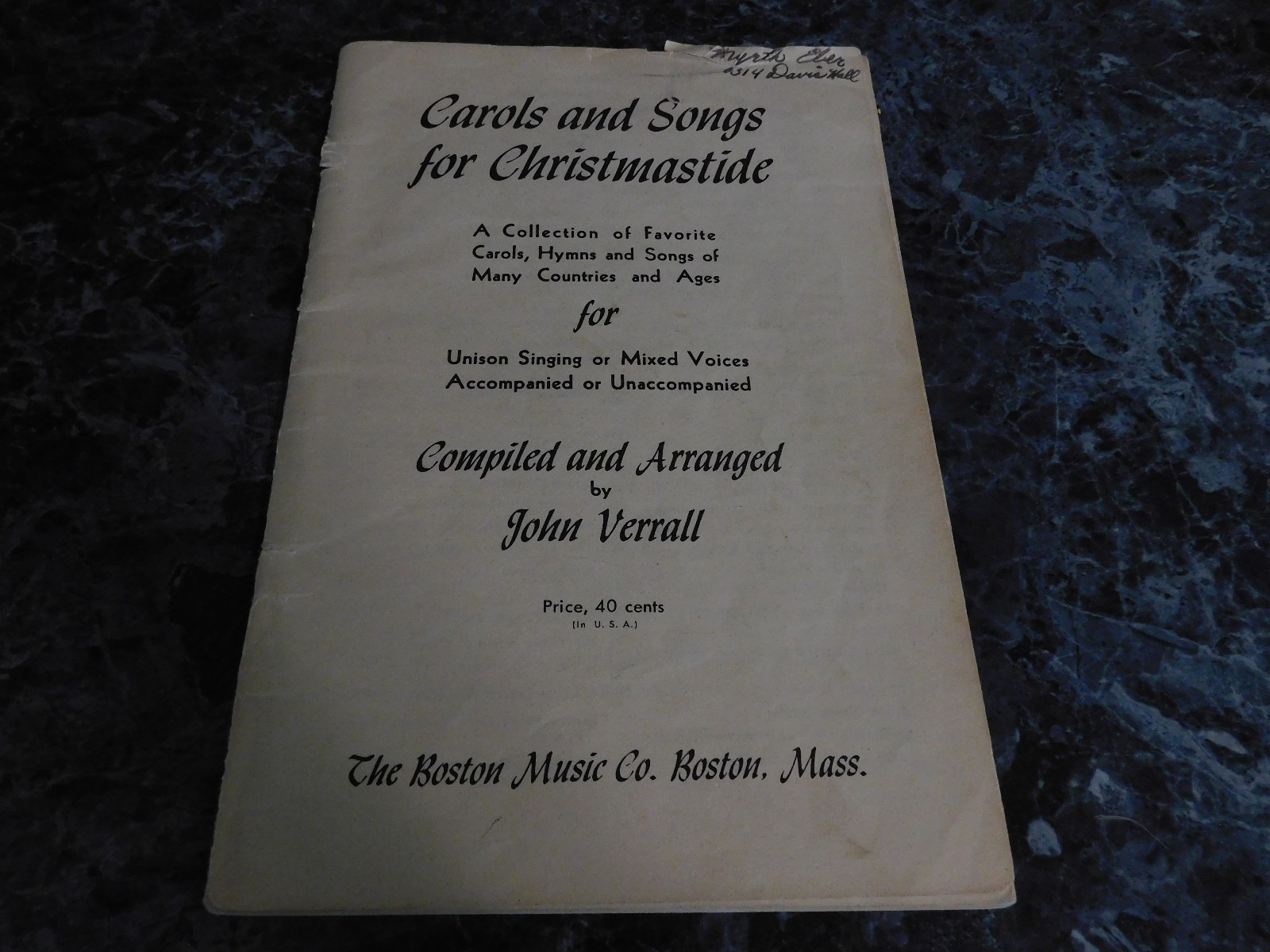 Carols and Songs for Christmastide by John Verrall NO COVER - $2.99