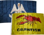 AES 3x5 3&#39;x5&#39; Wholesale Combo Set State Louisiana &amp; Crawfish Seafood 2 F... - $9.88