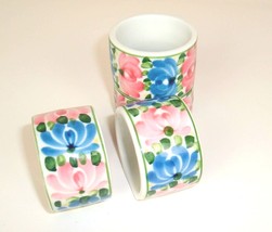Floral napkin rings Audrey set of 4 porcelain ceramic shabby cottage wed... - £17.50 GBP