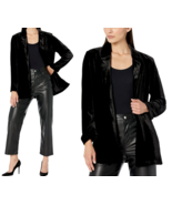 Eileen Fisher Sz M Long Blazer Black Silk Velvet Open Jacket Cardigan $3... - £128.45 GBP