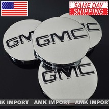 Set of 4 Chrome Black GMC Logo Wheel Hub Center Caps for Yukon Sierra 3.25&quot; 83mm - £19.50 GBP
