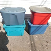 4 pack 18 &amp; 21 Gal Totes Bins Storage Containers Boxes - $44.54