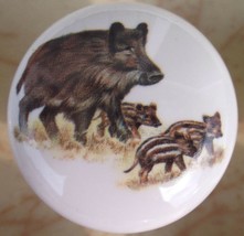 Ceramic Cabinet Knobs W/ Wild Boar Pig Swine Wildlife - $4.46