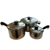 Revere Ware 6 Pc Pot Set 1 Qt, 2.5 Qt, 4 Qt Stock Pot Copper Bottom Pre 1968 - £55.95 GBP