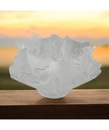 Vintage Frosted Glass Tulip Fruit Bowl Perfect Centerpiece Floral, Ruffl... - £21.37 GBP