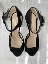 Pelle Moda Suede Dressy Shoes Black Kitten Heel Open Toe Party w/Box Wom... - £27.06 GBP