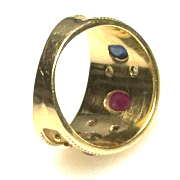 14k YELLOW  GOLD DIAMOND AND ASSORTED GEMSTONES RING SIZE 6.5 SKY Item image 6