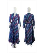 Vtg 70’s Adini Sultana Pink Indigo Purple Boho Lurex Bias Cut Gown Maxi - $841.50
