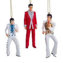 Kurt Adler 3 Piece 5&quot; Elvis Presley® Multicolor Christmas Ornament Set EP2233 - £36.66 GBP