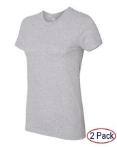 2 Pack Women&#39;s Classic Short Sleeve Tee by American Apparel Grey Cotton ... - £5.39 GBP