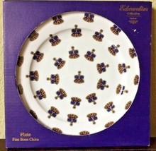 Edwardian Collection Salad Plate Size: 8&quot; New Ship Free England Blue Gold Crowns - £31.59 GBP