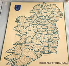 1977 Irish Ancestral Map Aer Lingus International Airlines Map Poster Cardboard - $46.75