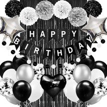 Black And White Birthday Party Decorations,Happy Birthday Decorations For Men Wo - £23.97 GBP