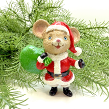 KSA Kurt Adler Santa Mouse Ornament Resin Christmas Figurine Glitter  - $13.53