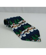 Hallmark Yuletie Greetings Blue Tie With Snowmen Family Designs - $17.58 CAD