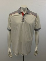 Antigua Men&#39;s Large Desert Dry White Gray Orange Polyester Golf Polo Shirt - £7.70 GBP