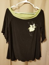 Tomorrow A - Black Blouse Green Trim Applique Size 1XL     B22 - £9.17 GBP