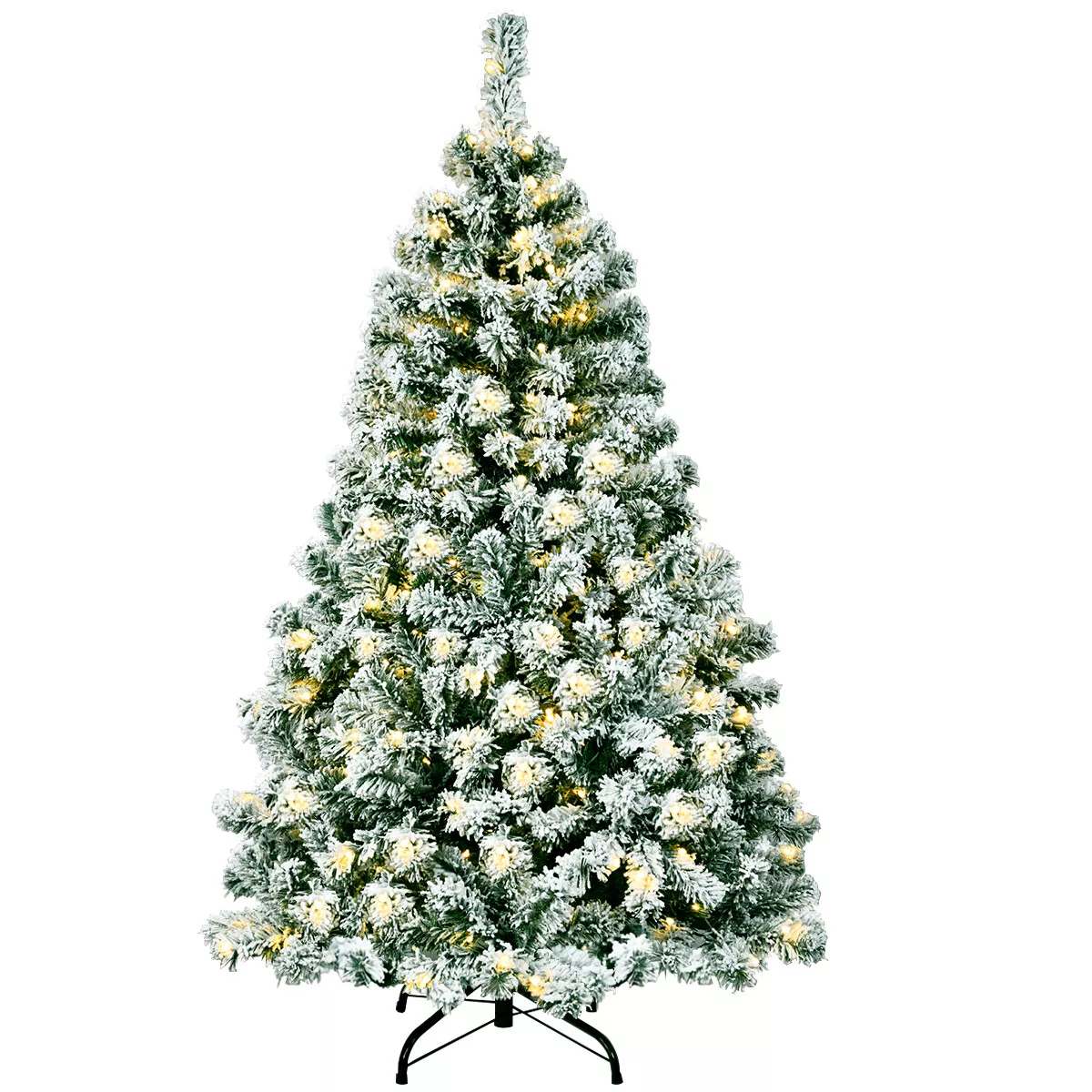 4.5Ft Pre-Lit Premium Snow Flocked Hinged Artificial Christmas Tree w/20... - $99.98