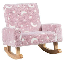 Kids Rocking Chair Upholstered Flannel Children Rocker with Solid Poplar... - £75.99 GBP