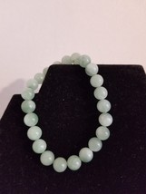 Jade Green 10mm Natural Gemstone Elastic Stretch Bead Amulet Healing Bra... - £9.31 GBP