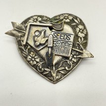 Gardener Pin Brooch Heart and Arrow shaped Shovel Birdhouse Flowers and Seeds - £6.31 GBP