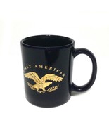 Cobalt Blue Ceramic First American Coffee Mug Cup Gold Eagle - £17.01 GBP