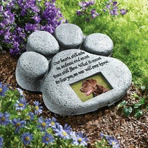 Dog Cat Paw Print Pet Loved Ones Lost Memorial Garden Stone w/ Picture Slot - £52.91 GBP