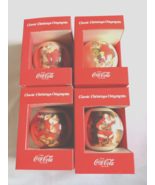 Vintage Corning Glass Classic Coca-Cola Santa Bulbs Ornaments Boxed Set ... - £30.61 GBP