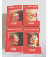 Vintage Corning Glass Classic Coca-Cola Santa Bulbs Ornaments Boxed Set ... - £31.30 GBP